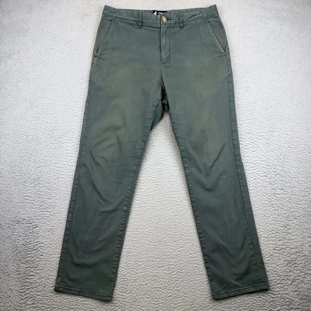 Johnnie-O Pants Mens 33x30 Green Stretch Chino Straight Leg Casual Cotton *32x29